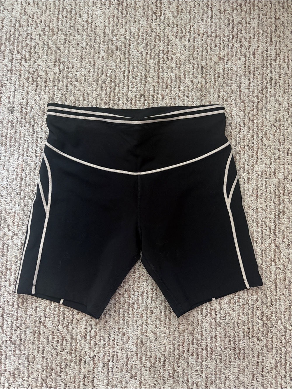 Lorna Jane Black Bike Shorts with White Contrast Piping
